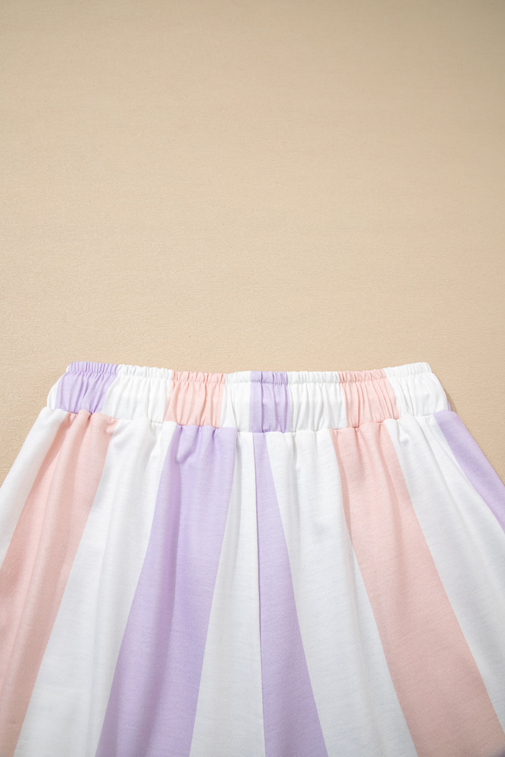 Purple Stripe Print Drawstring Loose Pants With Pockets