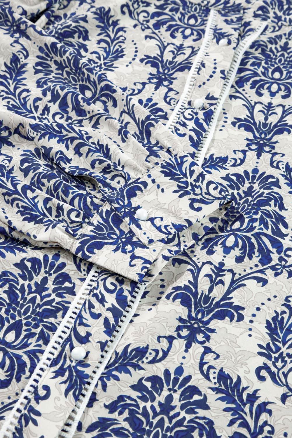 Sky blue tribal print plus shirt