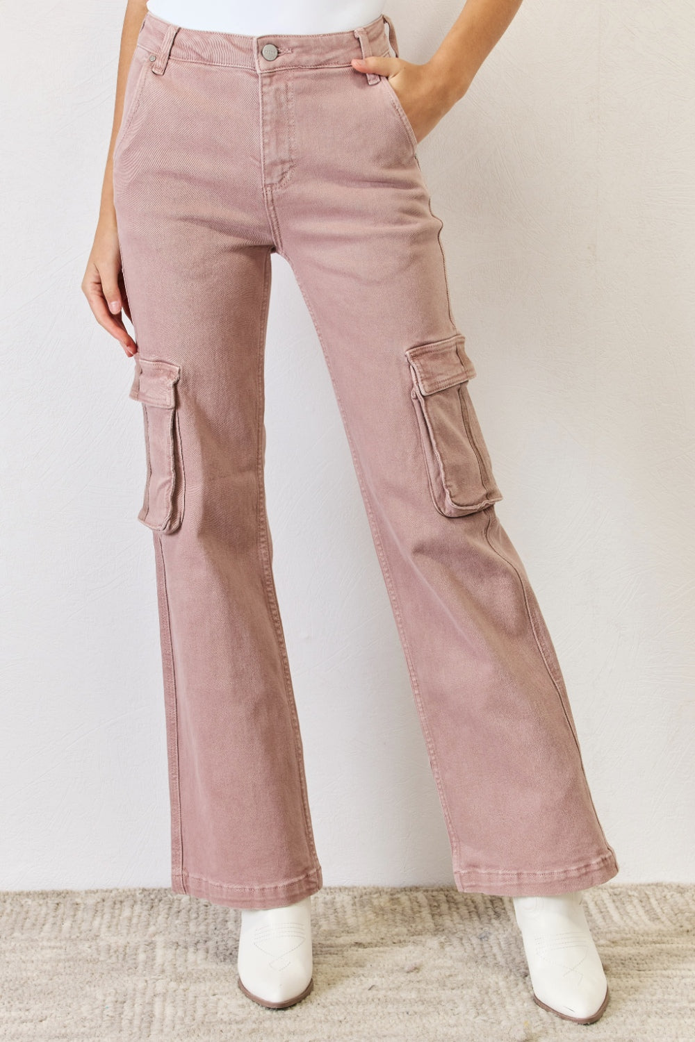 RISEN Full Size High Rise Cargo Wide Leg Jeans for Women