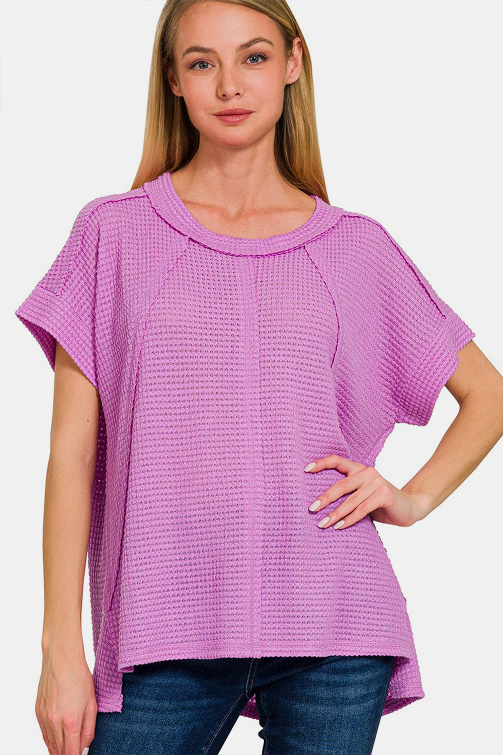 Zenana waffle-knit t-shirt