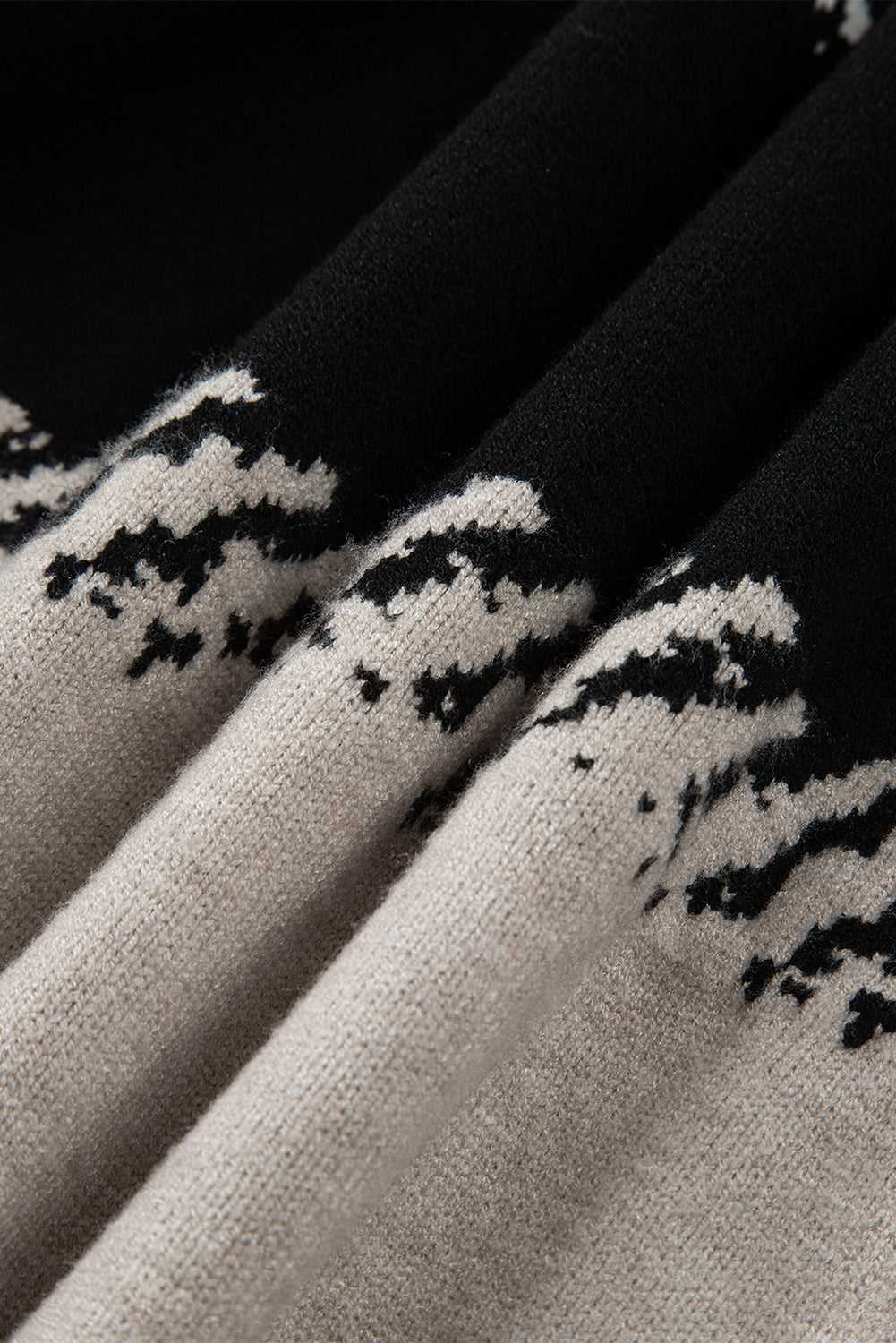 Premium Black Color Block Drop Shoulder Sweater Stylish Pattern