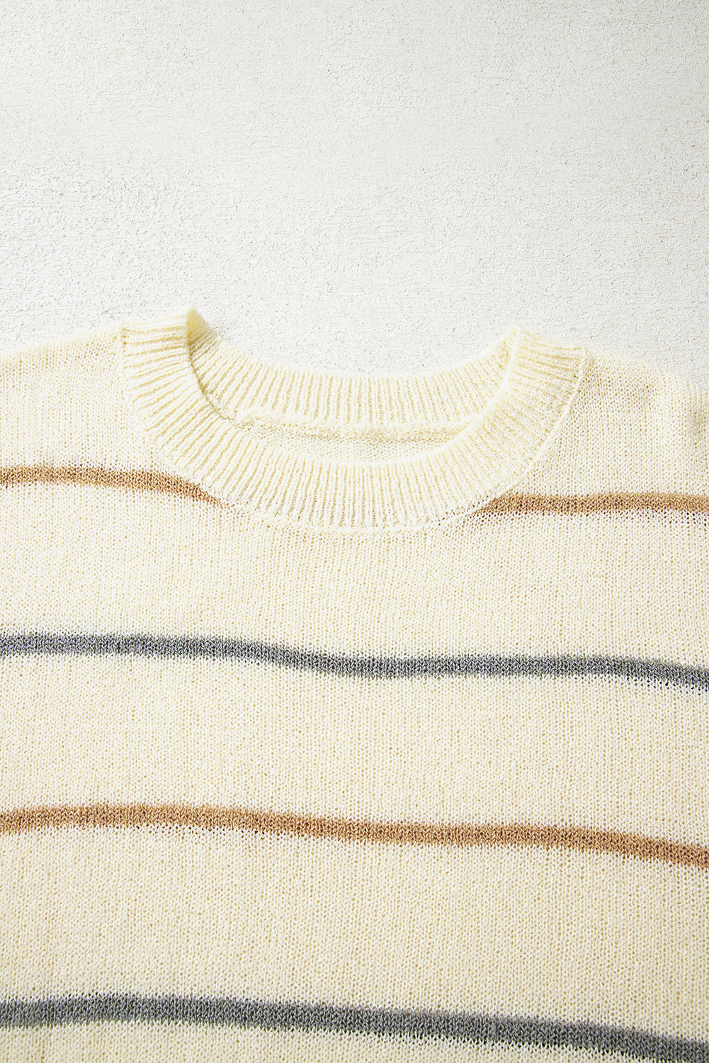 Premium Multicolour Striped Ribbed Edge Drop Shoulder Sweater