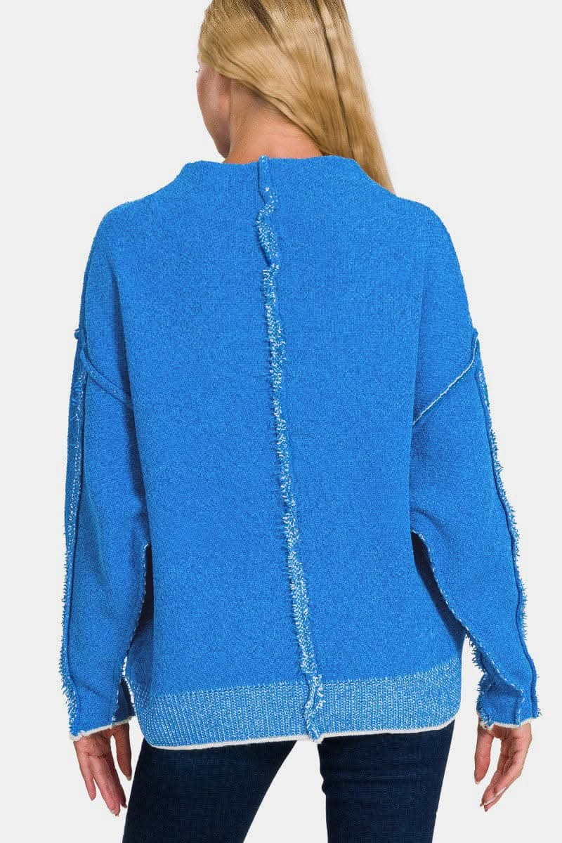 Zenana mock neck long sleeve sweater