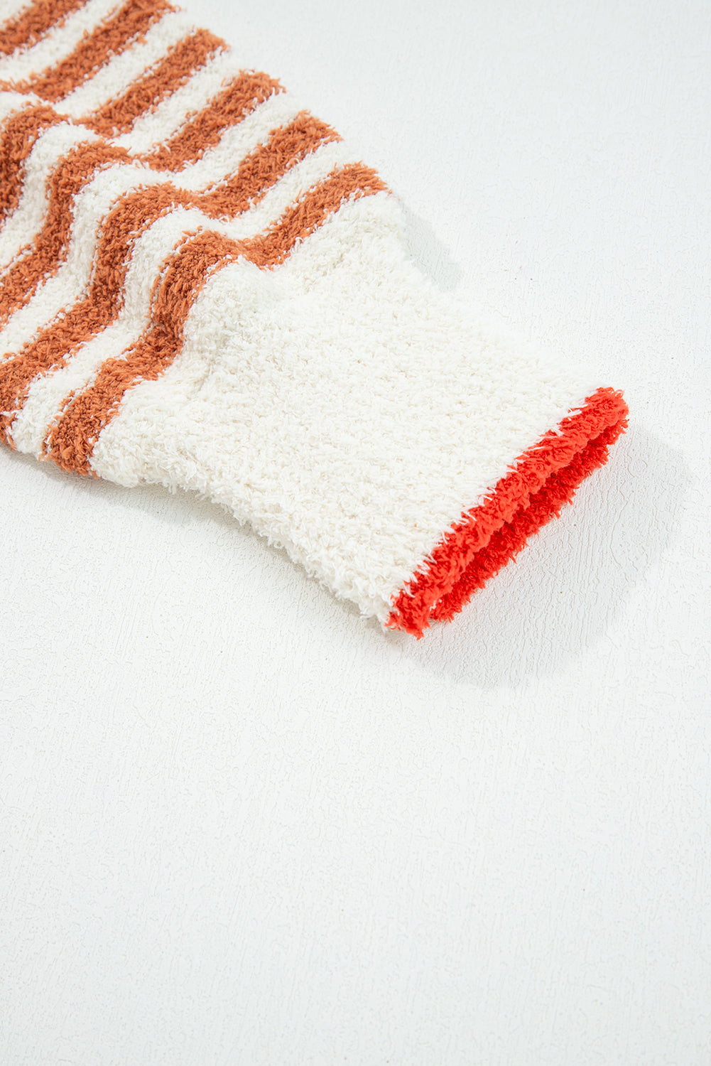 Orange Stripe Cowl Neck Drop Shoulder Sweater For Women