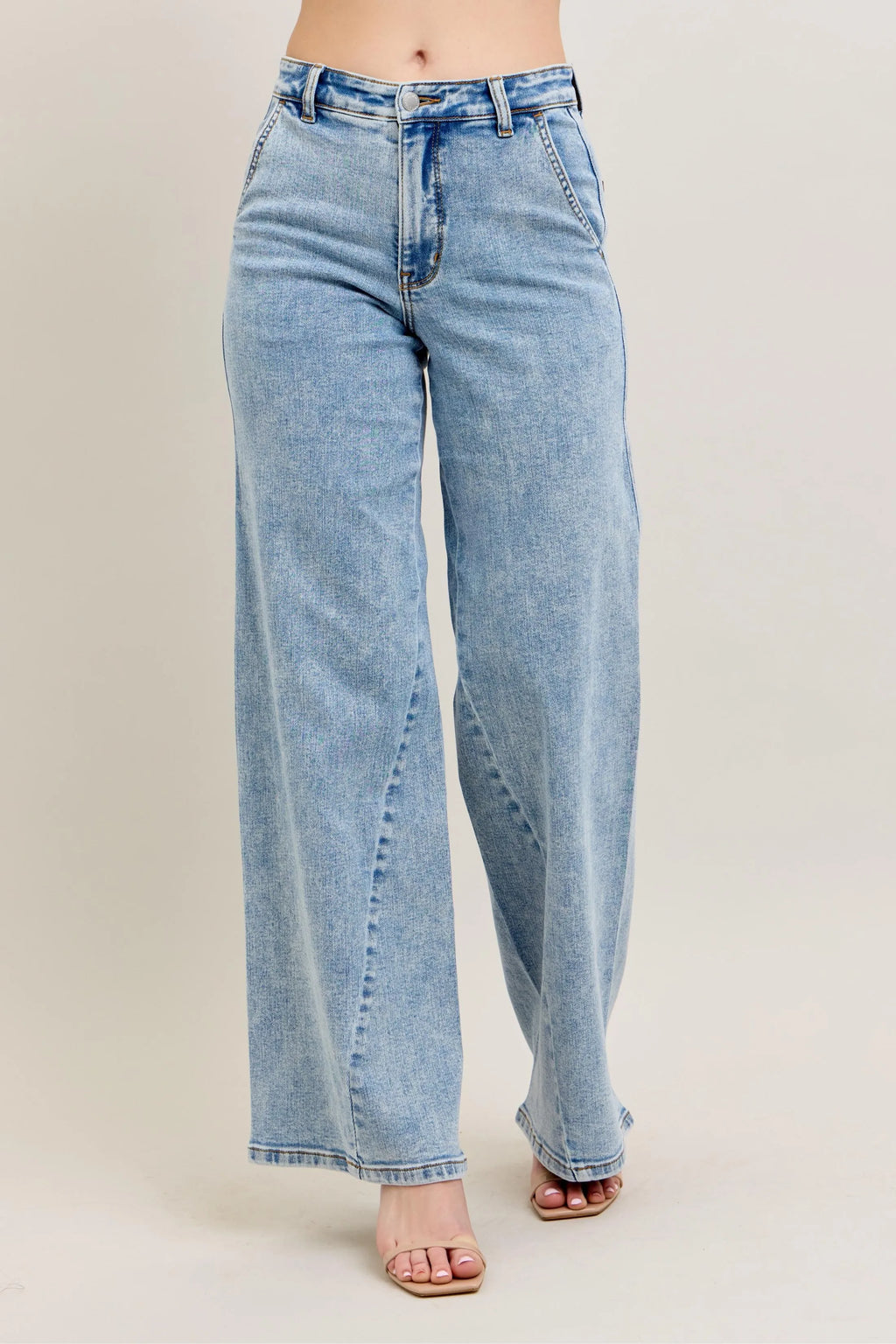 Judy Blue Plus Size High Waist Wide Leg Jeans with Skewed Inseam