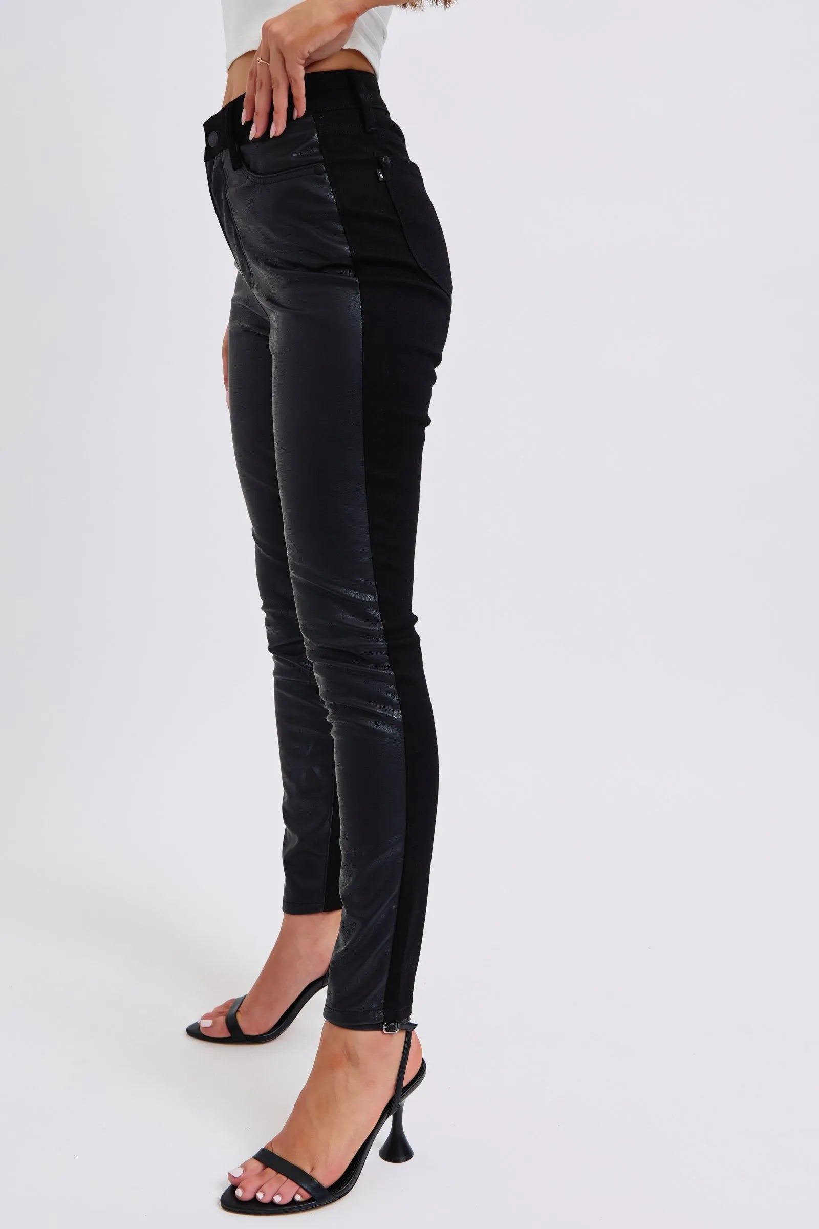 Judy Blue Plus Size High Rise Faux Leather Skinny Pants