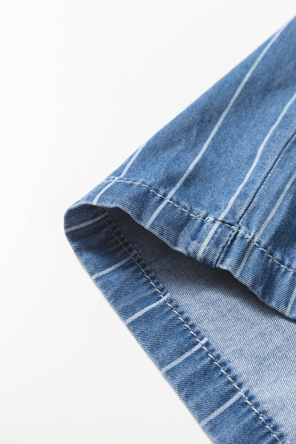 Premium Blue Stripe Chambray Wide Leg Tied Elastic Waist Trousers