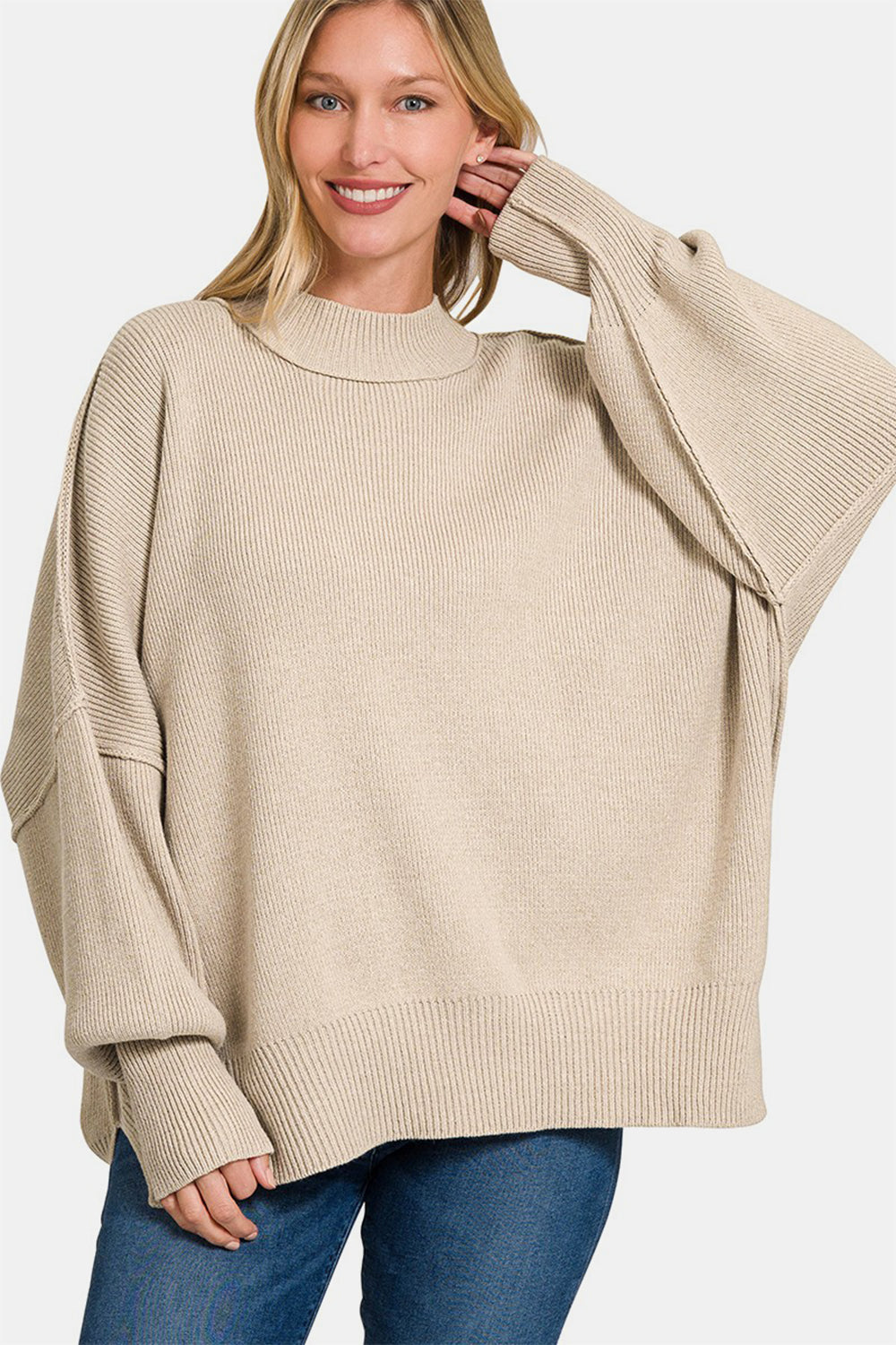Zenana oversized side slit sweater