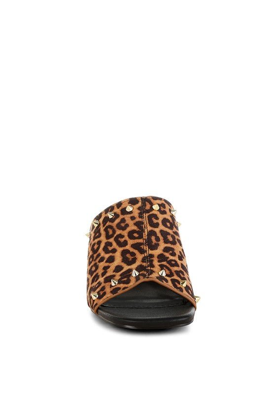 Rag Company Edama Leopard Print Studded Slip-Ons - Trendy Style Footwear