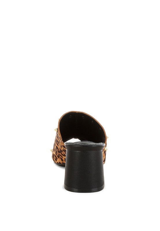 Rag Company Edama Leopard Print Studded Slip-Ons - Trendy Style Footwear