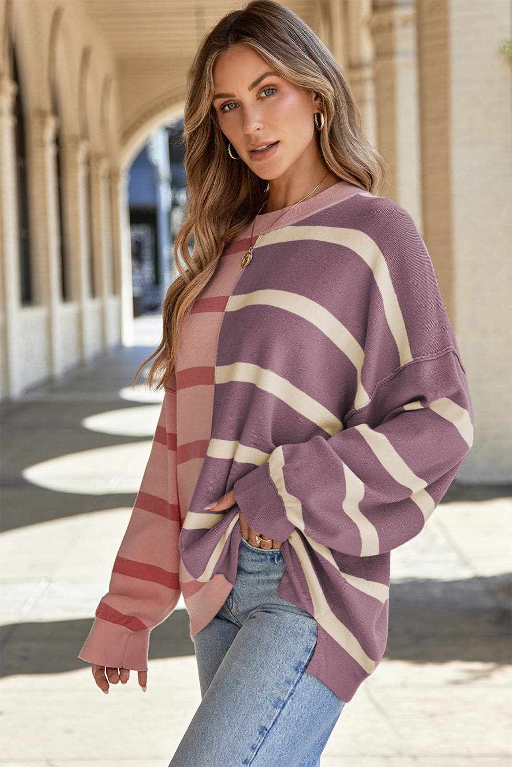 Chic striped long sleeve top