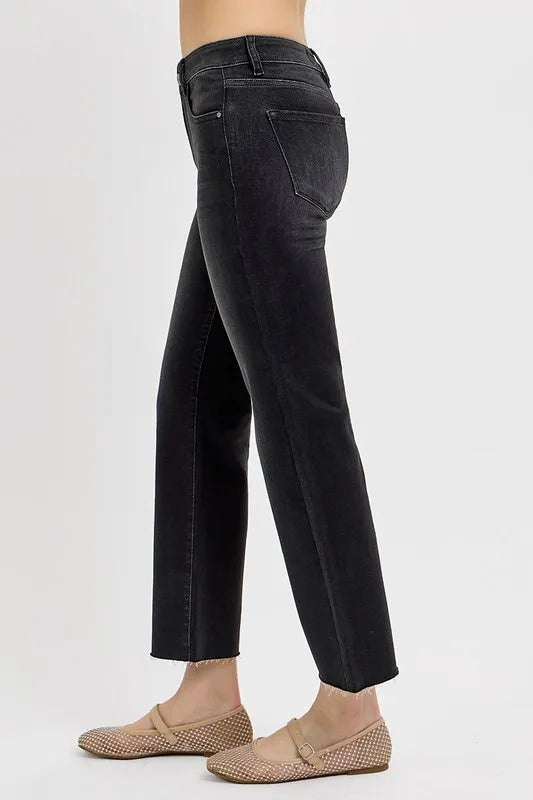Risen Tummy Control Mid Rise Crop Straight Jeans