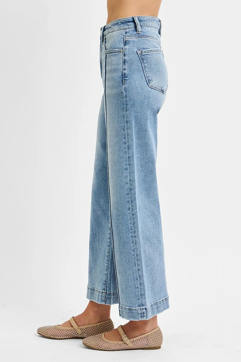 RISEN Full Size High Rise Crop Wide Leg Jeans Plus Size