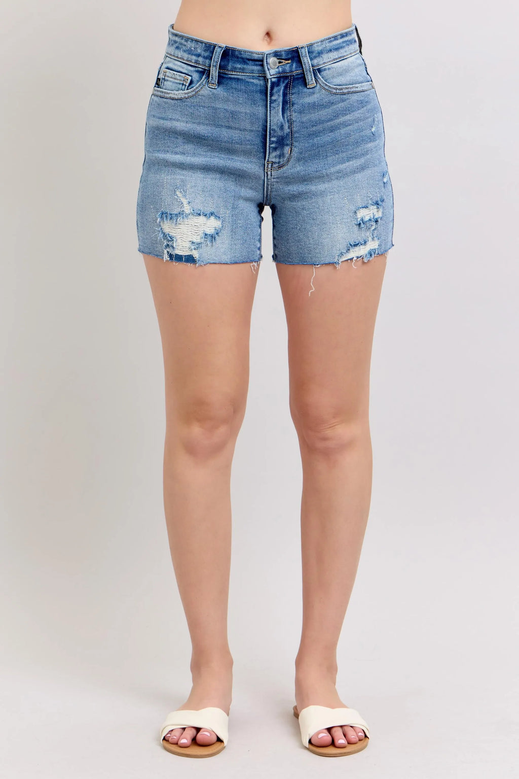 Judy Blue High Waist Distressed Denim Shorts Plus Size