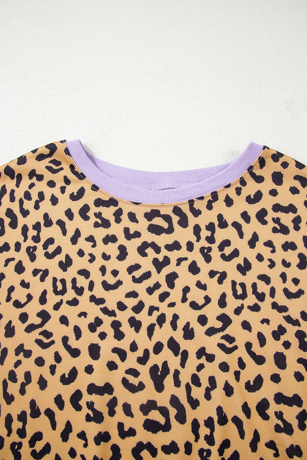 Premium Purple Leopard Striped Patchwork Plus Size Loose Sweatshirt