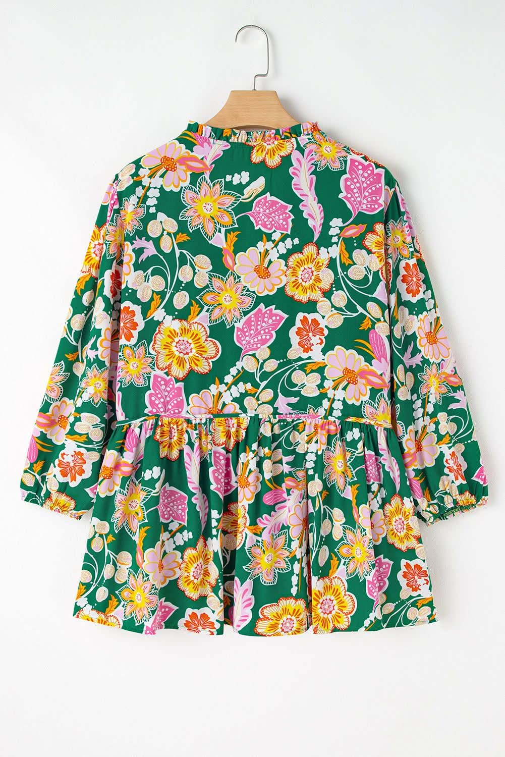 Green floral plus size babydoll top