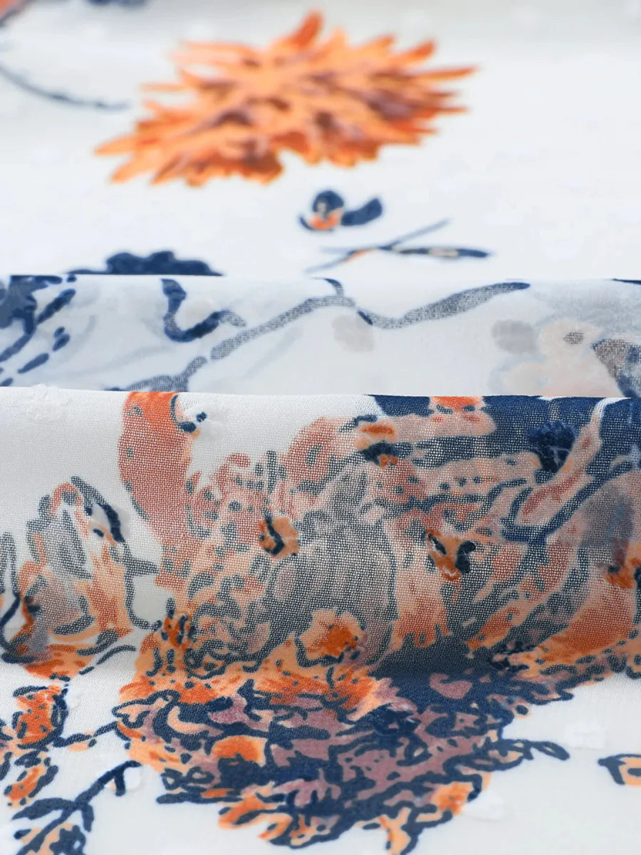 Floral Print Open Front Cover Up