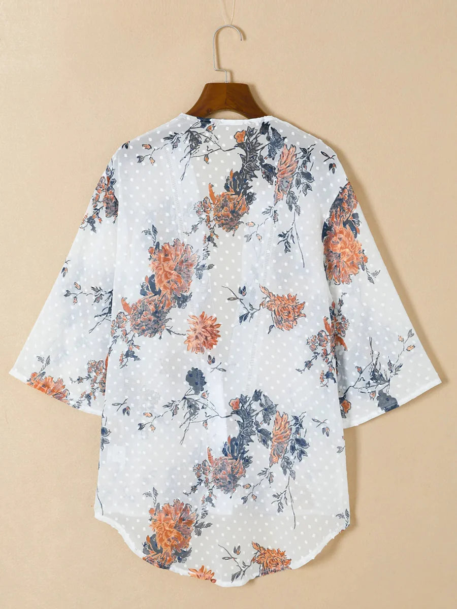 Floral Print Open Front Cover Up