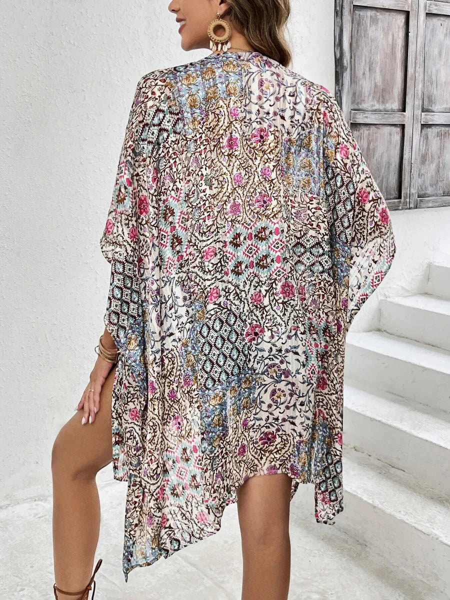 Floral Print Open Front Cover Up