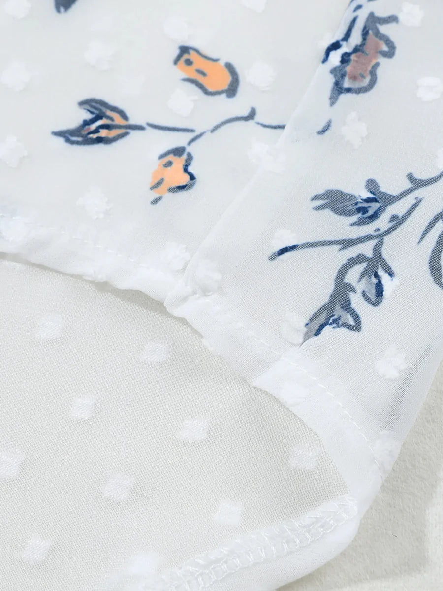 Floral Print Open Front Cover Up