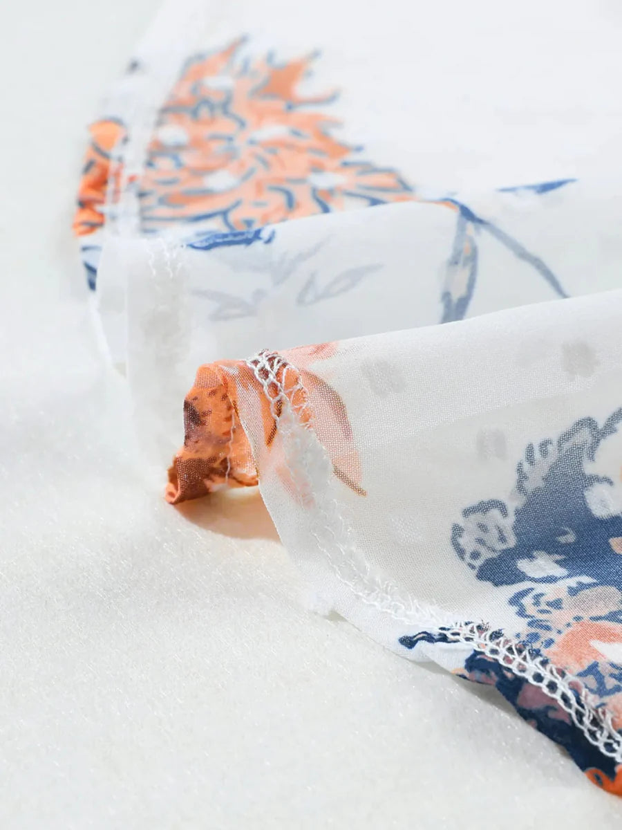 Floral Print Open Front Cover Up