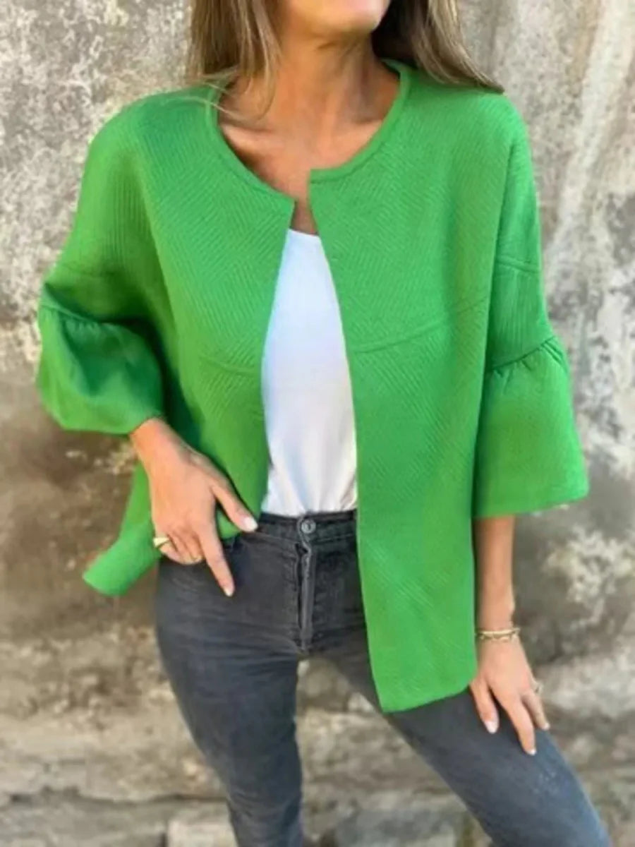 Full Size Bell Sleeve Open Front Cardigan Plus Size