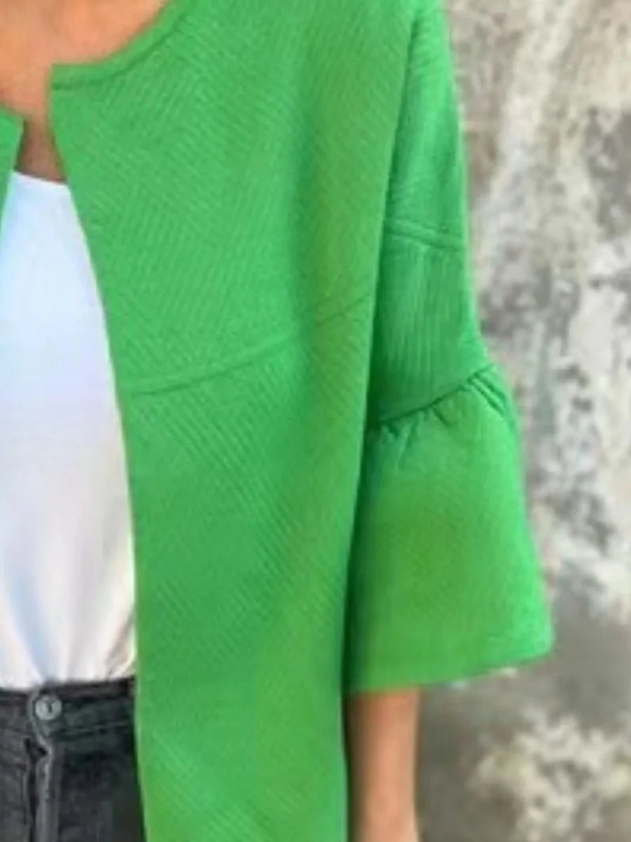 Full Size Bell Sleeve Open Front Cardigan Plus Size