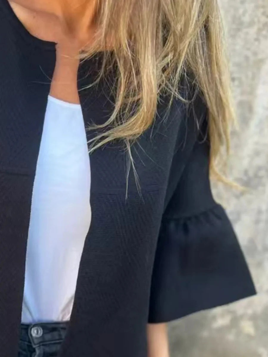 Full Size Bell Sleeve Open Front Cardigan Plus Size