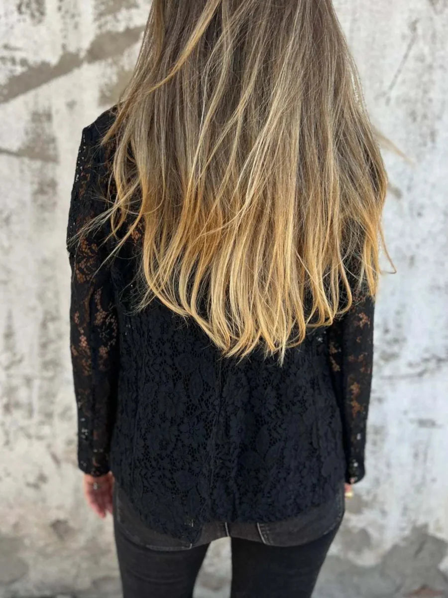 Full Size Lace Open-Front Blazer Plus Size