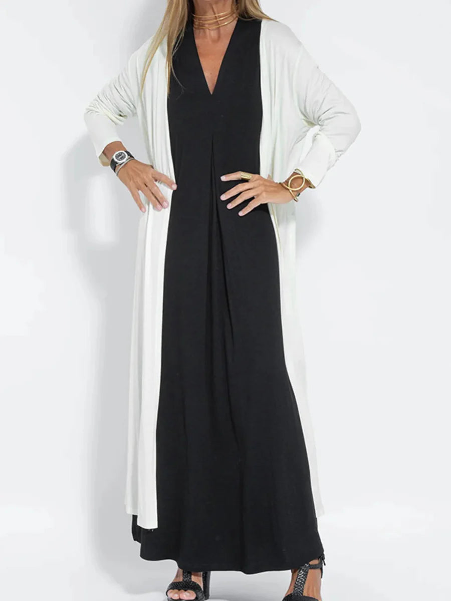 Full Size Open Front Side Slit Longline Cardigan Plus Size