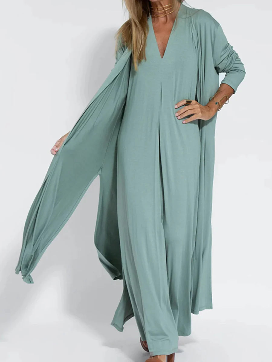 Full Size Open Front Side Slit Longline Cardigan Plus Size