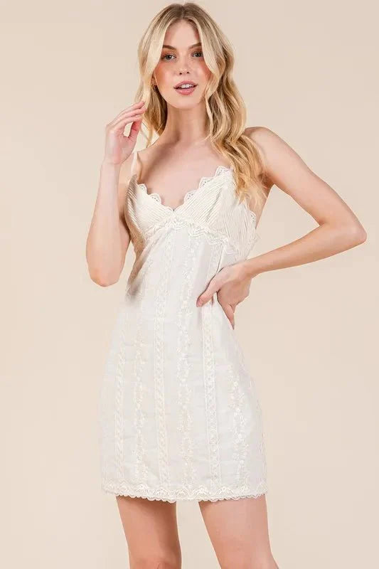 GeeGee Lace Detail Adjustable Strap Mini Cami Dress for Women