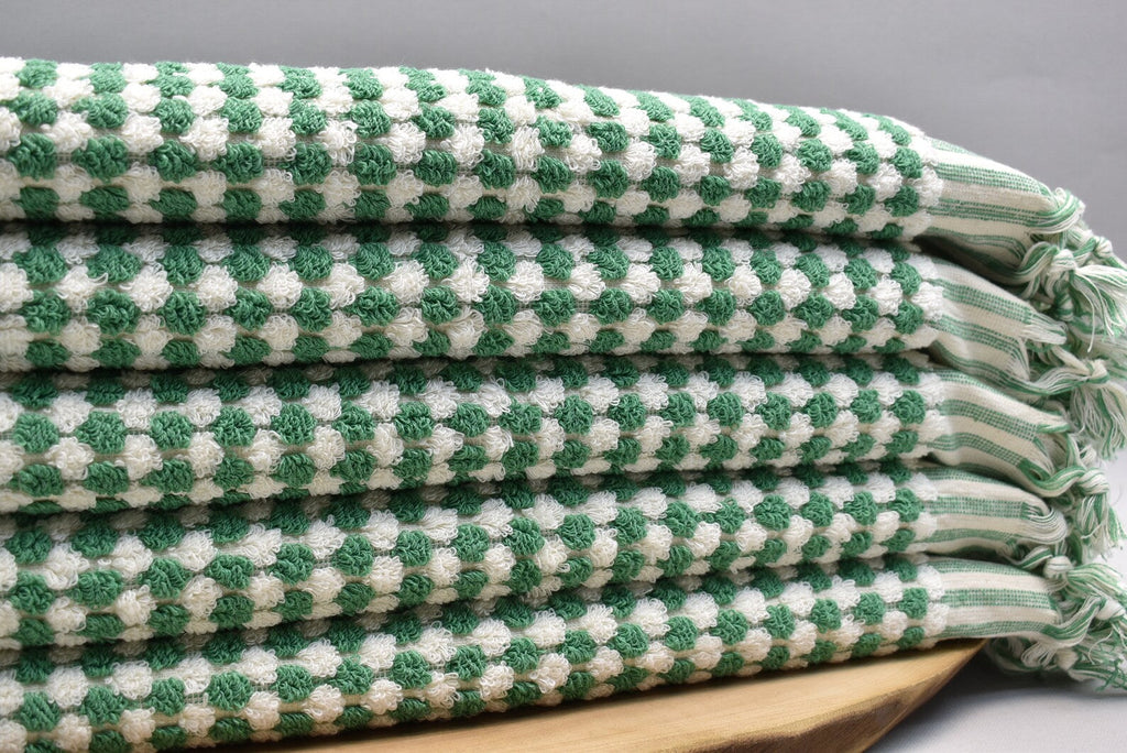 Basiclayersca Bubble Green Terry Hand Towel Made From 100