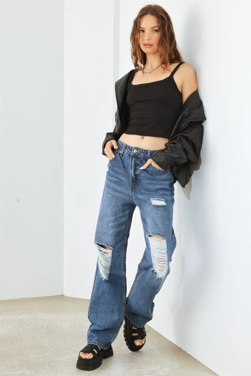 Premium HAMMER COLLECTION Distressed High Waist Jeans for Women