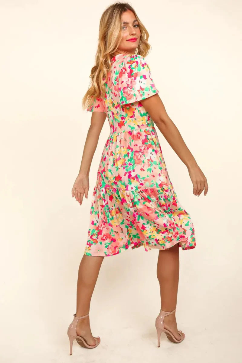 Haptics Tiered Floral Midi Dress with Pockets for Women