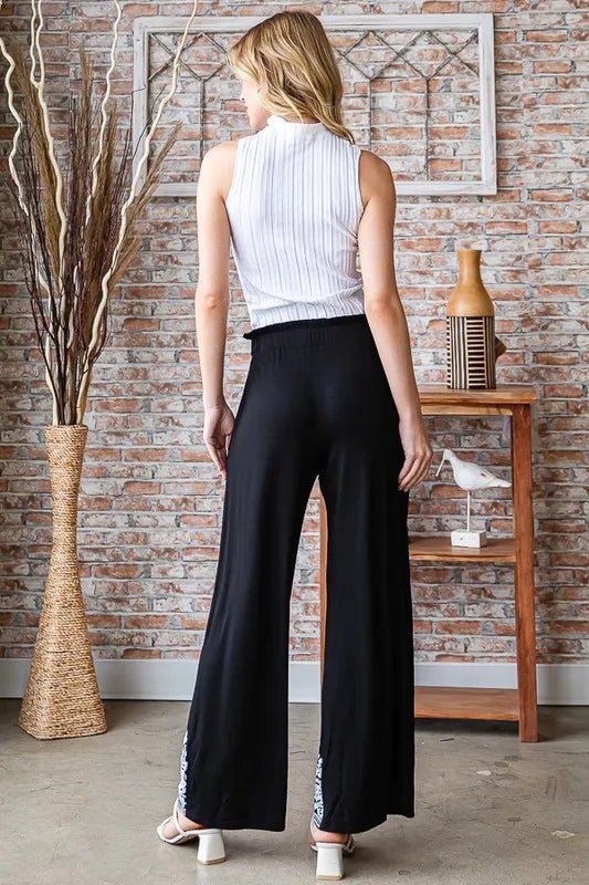 Heimish Full Size Solid Damask Casual Pants Plus Size Stylish