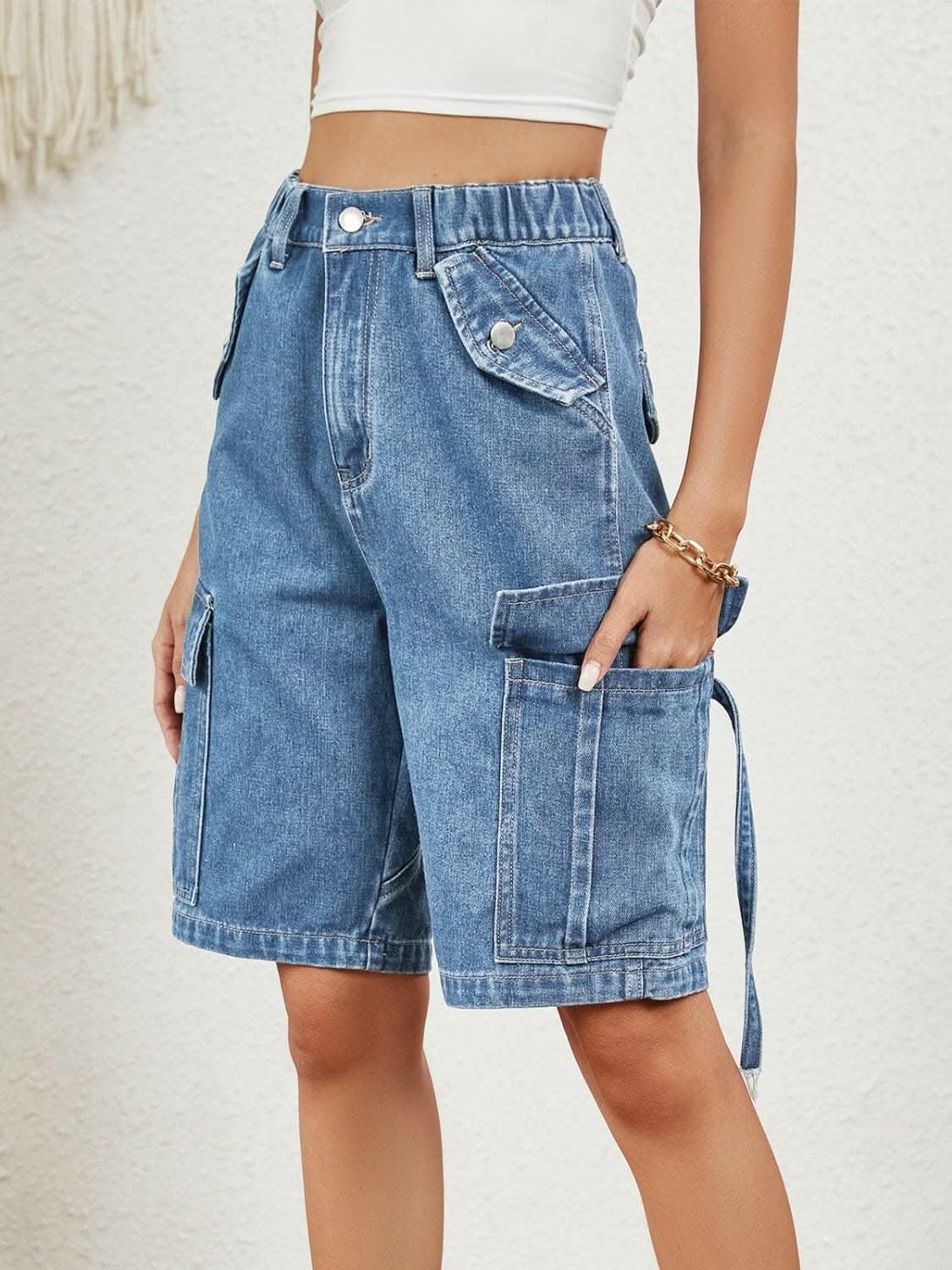 Premium Chic high-rise denim shorts