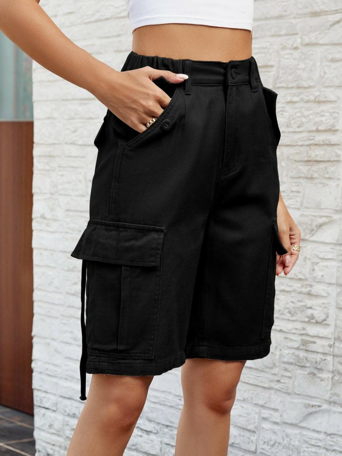 Premium Chic high-rise denim shorts