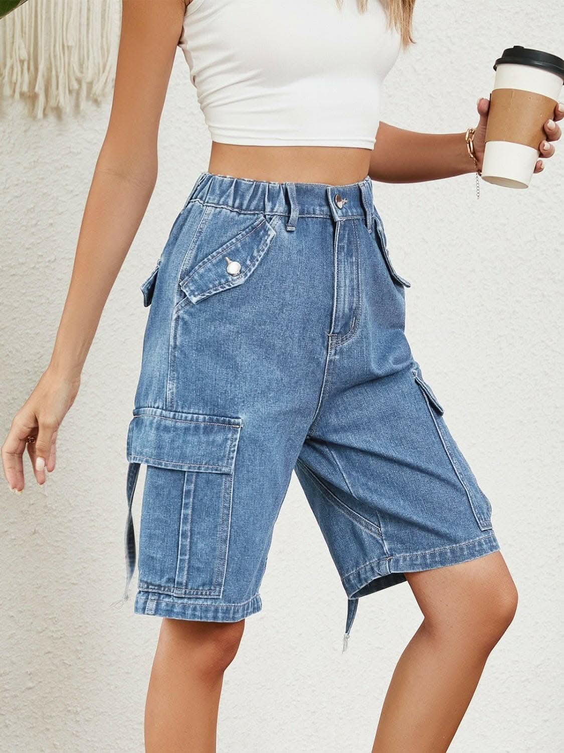 Premium Chic high-rise denim shorts