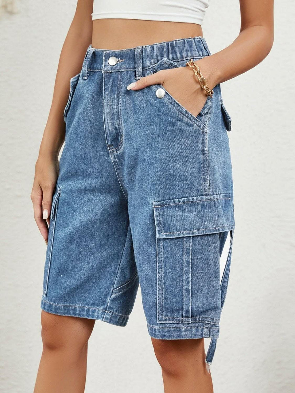 Premium Chic high-rise denim shorts