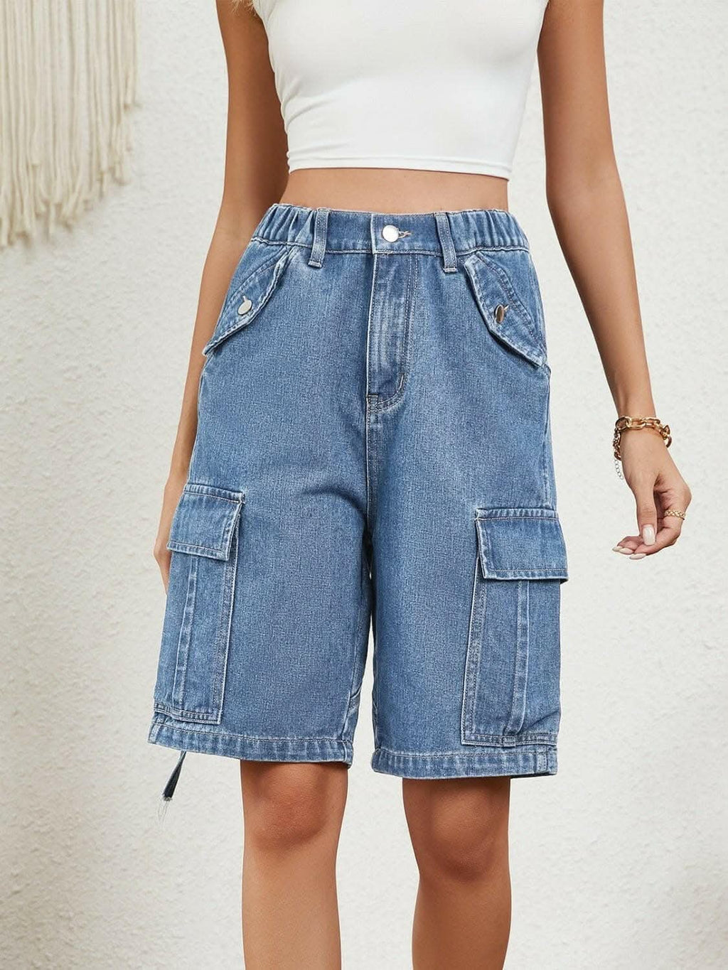Premium Chic high-rise denim shorts