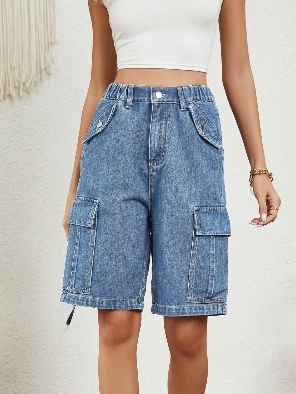 Premium Chic high-rise denim shorts