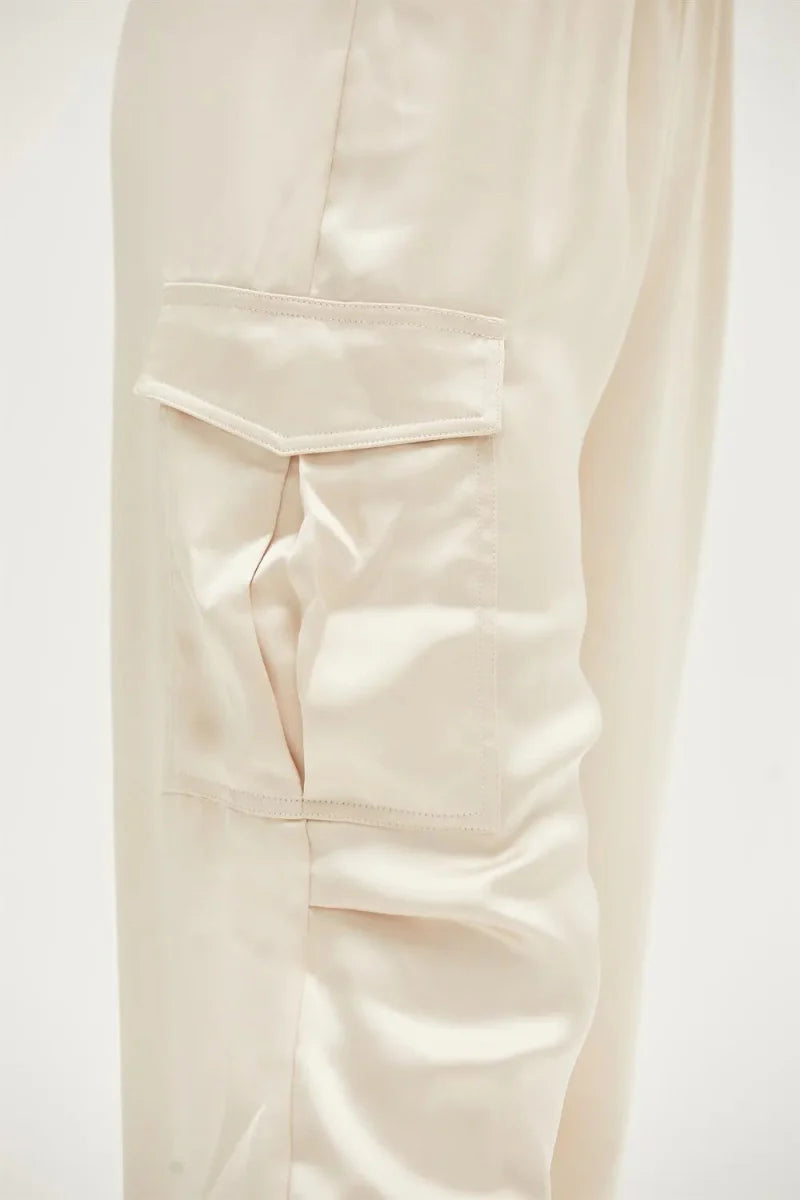 HYFVE Approach Satin Drawstring Hem Cargo Pants for Women