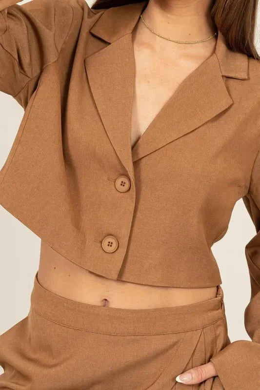 HYFVE Cropped Button-Down Blazer