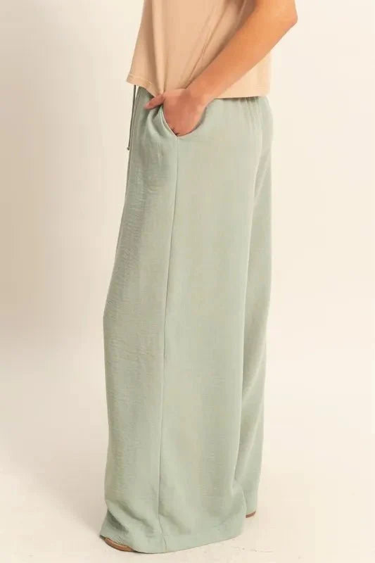 HYFVE Elasticized Waist Wide Leg Pants for Stylish Comfort