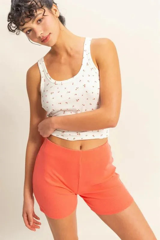 HYFVE High Waist Ribbed Fitted Biker Shorts for Women