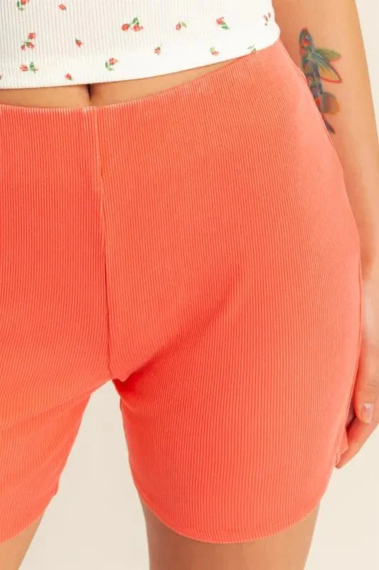 HYFVE High Waist Ribbed Fitted Biker Shorts for Women