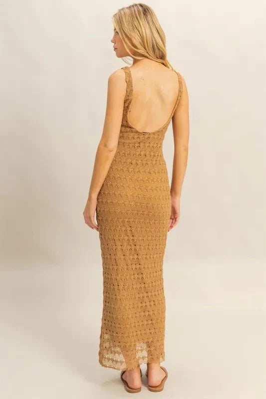 HYFVE Sleeveless Crochet Open Back Maxi Dress for Summer