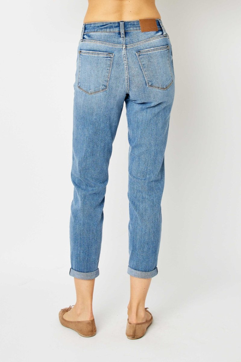 Premium Judy Blue Full Size Cuffed Hem Slim Jeans for Women