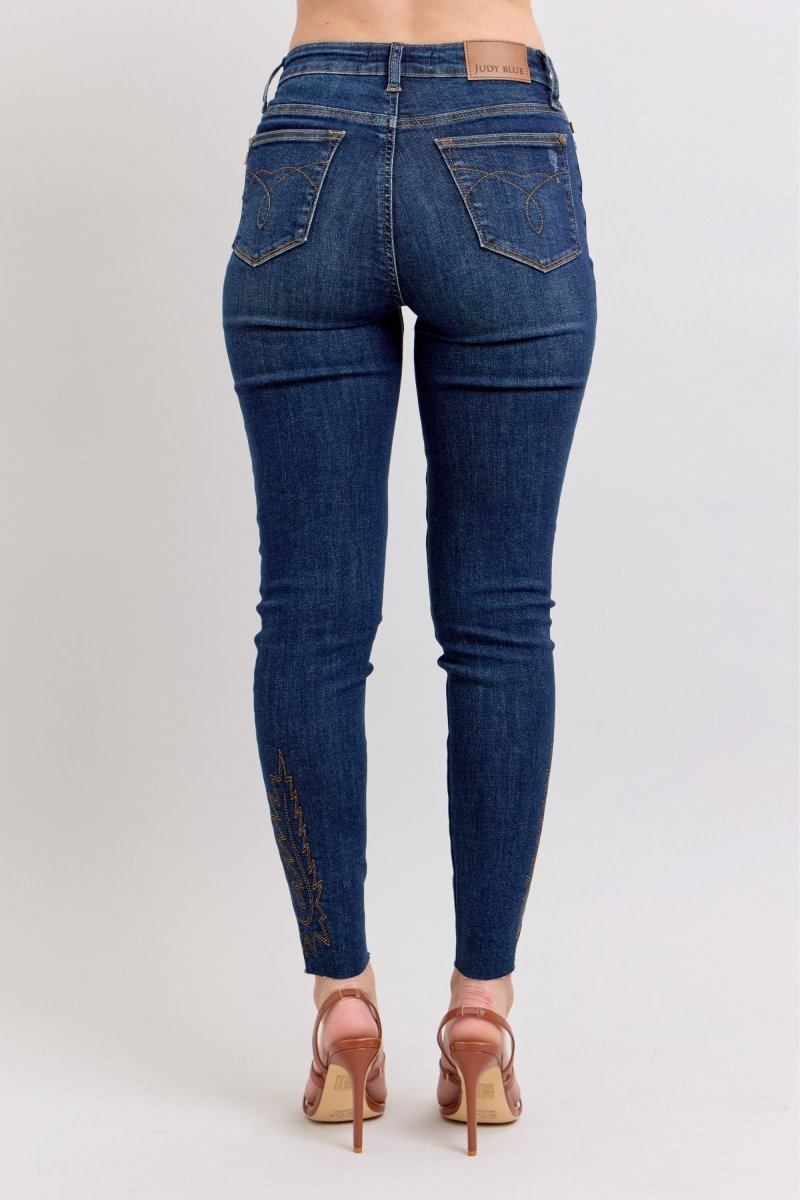 Premium Judy Blue Full Size Embroidered High Rise Skinny Jeans Plus Size